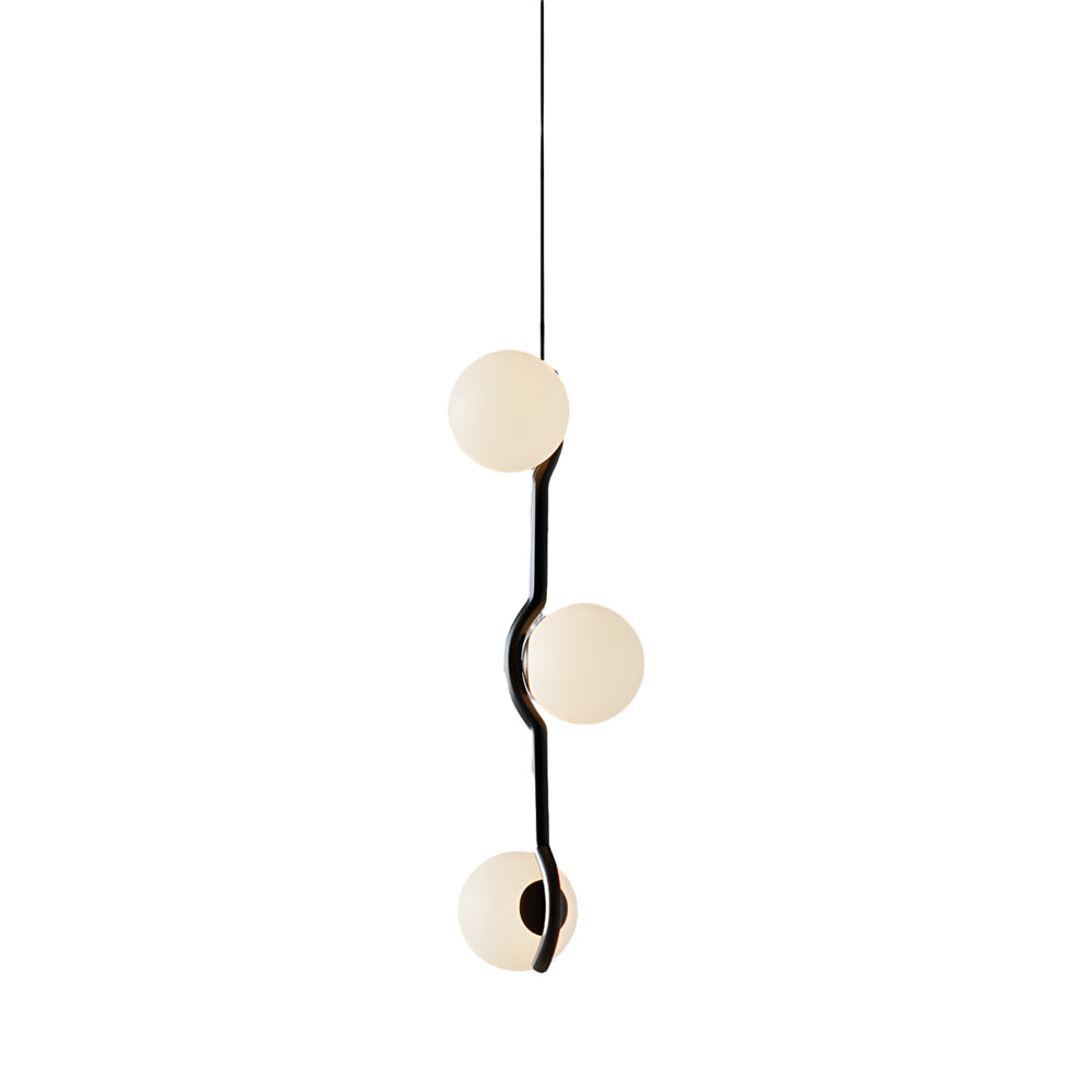 Modern Linear Glass Ball Pendant Light with 3/4/6-Light - Black/Gold