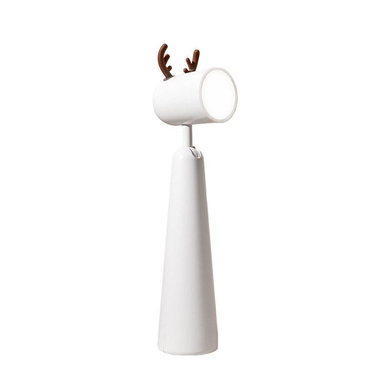 Antlers USB Rechargeable White Desk Lamp with Night Light Feature