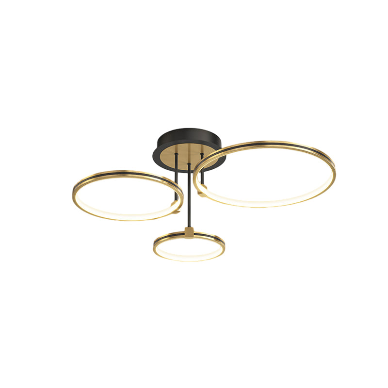 3/5/6 Rings Three Step Dimming Gold Modern Ceiling Lights with Leather