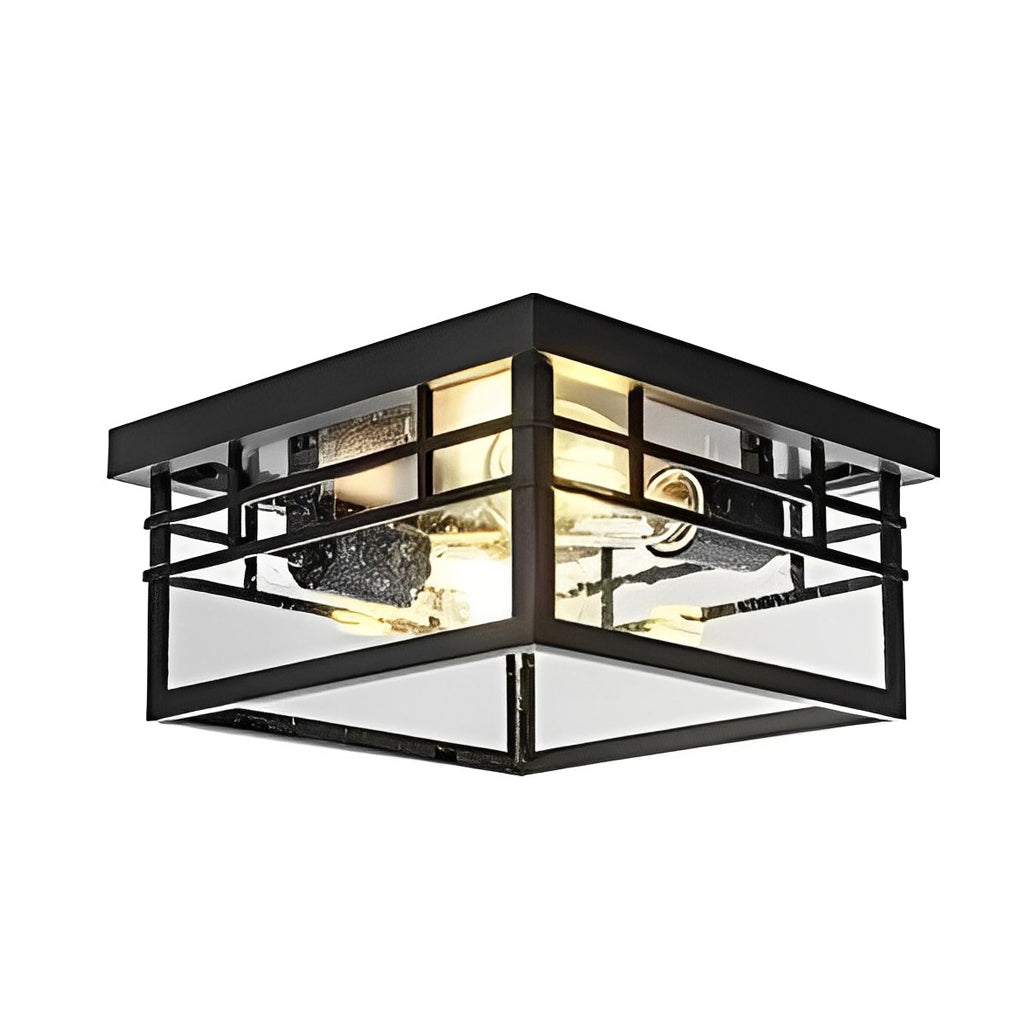 Round Square Waterproof Black Rustic Outdoor Light Ceiling Lighting