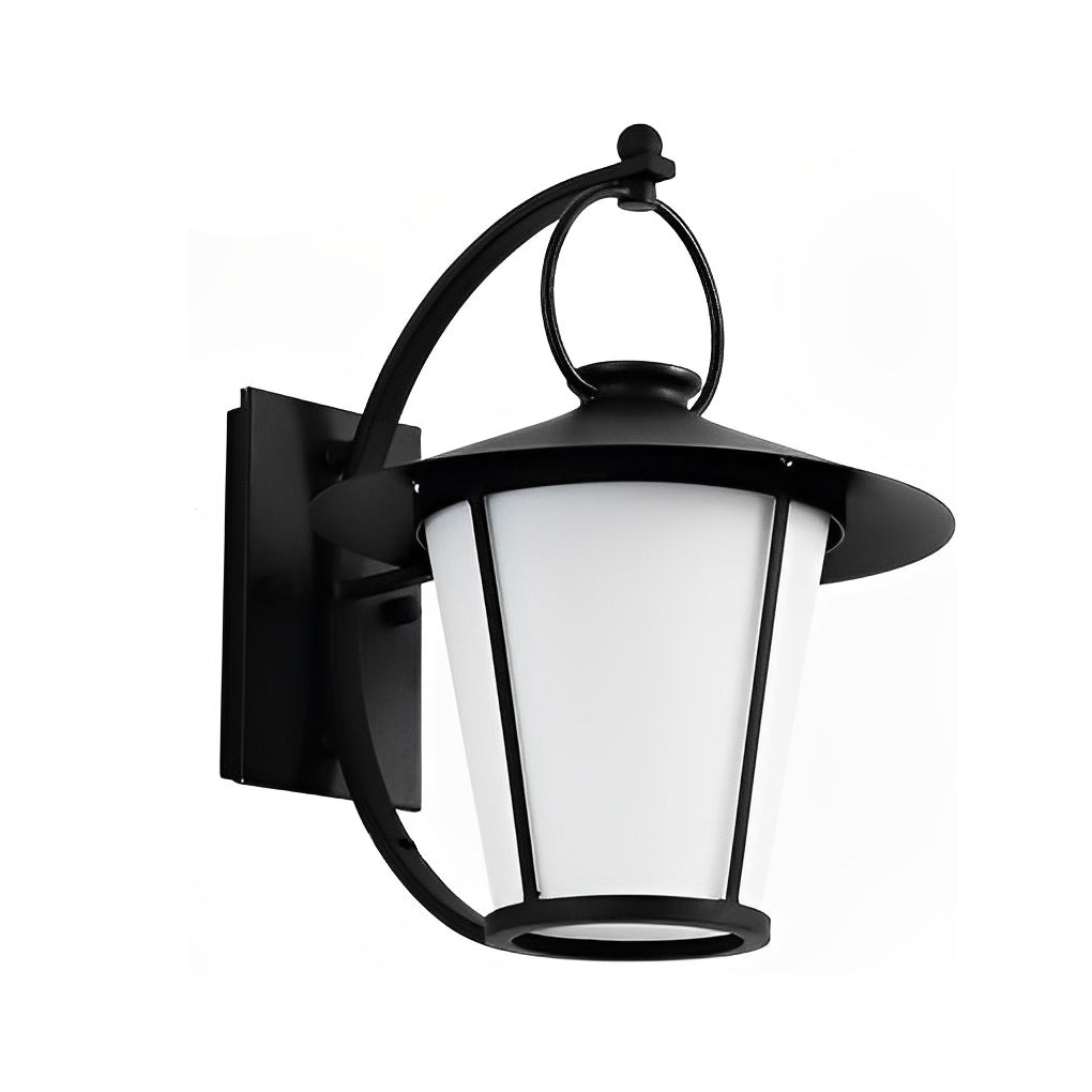 1-Light 13 In. Vintage White Opal Frosted Glass Black Outdoor Wall Light