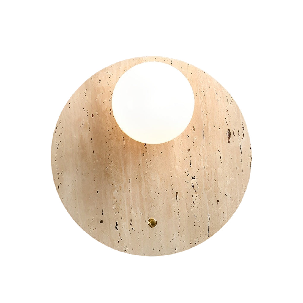 Round Long Yellow Travertine LED Wabi-sabi Japanese Style Wall Lights Fixture