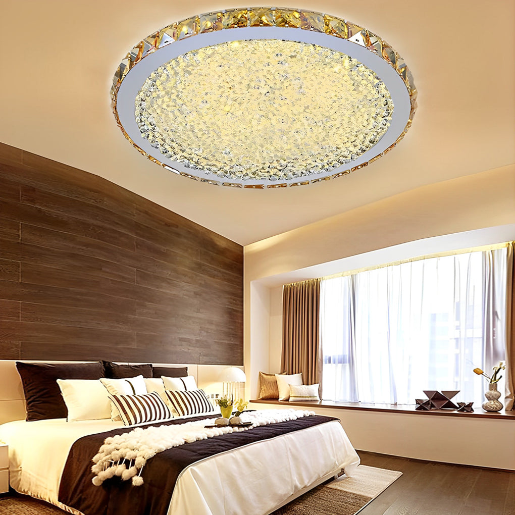 16'' Rounded Antique Painted Metal Crystal LED Modern Ceiling Lights