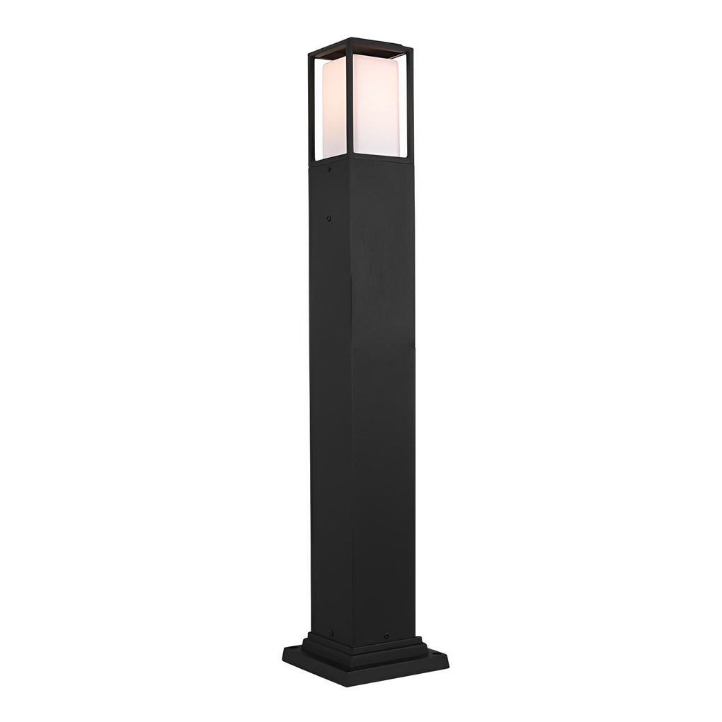 31.49 In. H Aluminum Black Bollard Lights Square Outdoor Path Lights