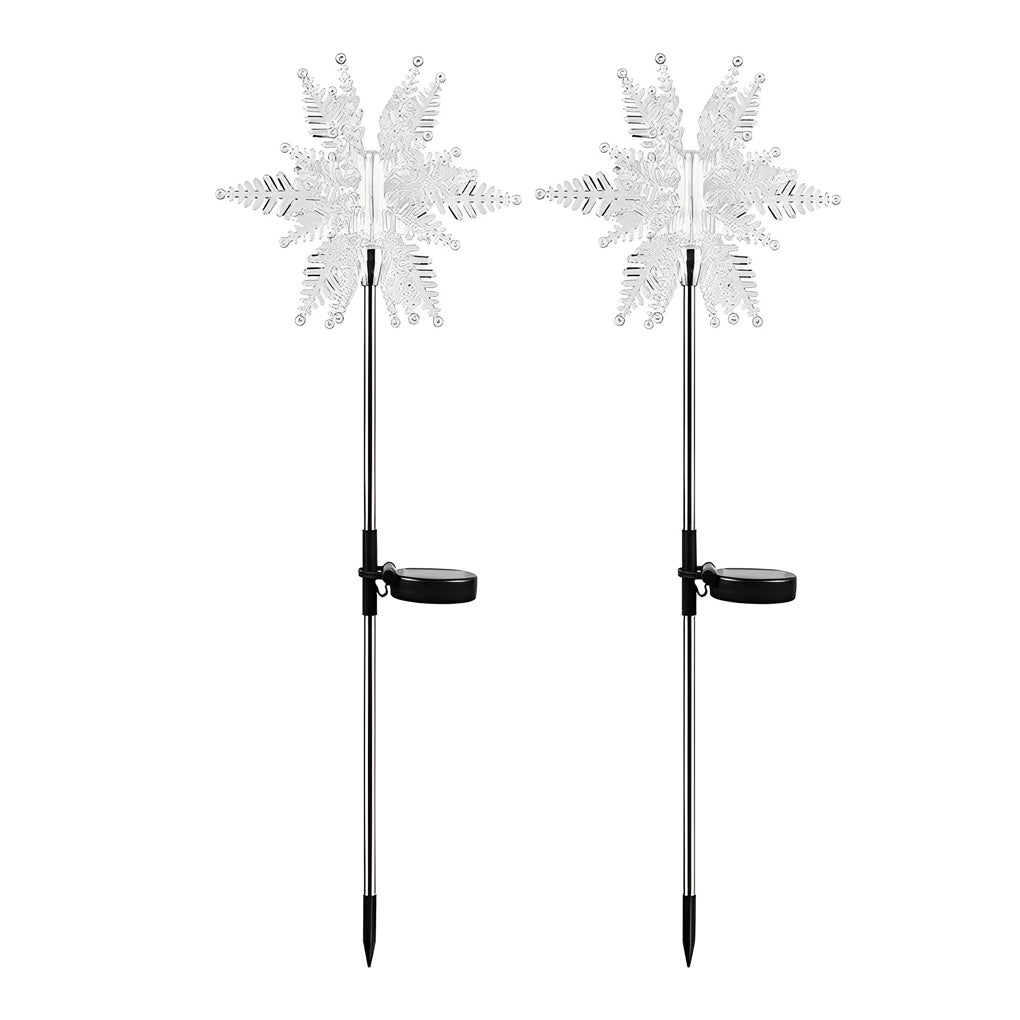 2PCS Creative Snowflakes Decor Waterproof LED Solar Powered Lawn Light