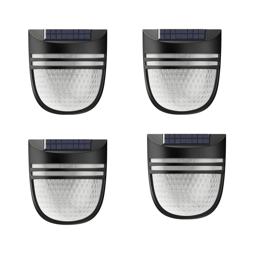 Modern Solar-Powered Black Wall Fence Lights, 4-Pack