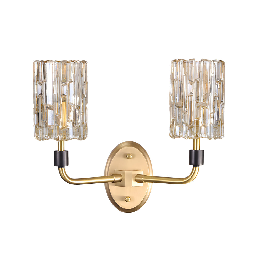 Luxury Copper Armed Crystal Wall Light Modern 1/2-Light Sconce