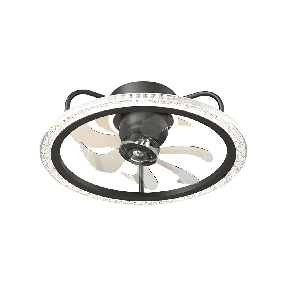 Creative 360° Shake Head Round 3 Step Dimming Modern Ceiling Fans with Light