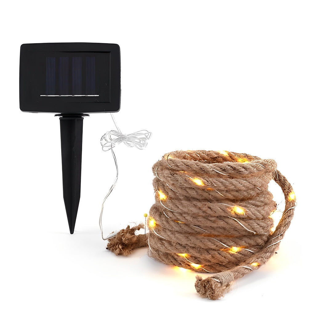 100/200 Lights Hemp Rope Decor Battery-Operated Solar LED String Lights