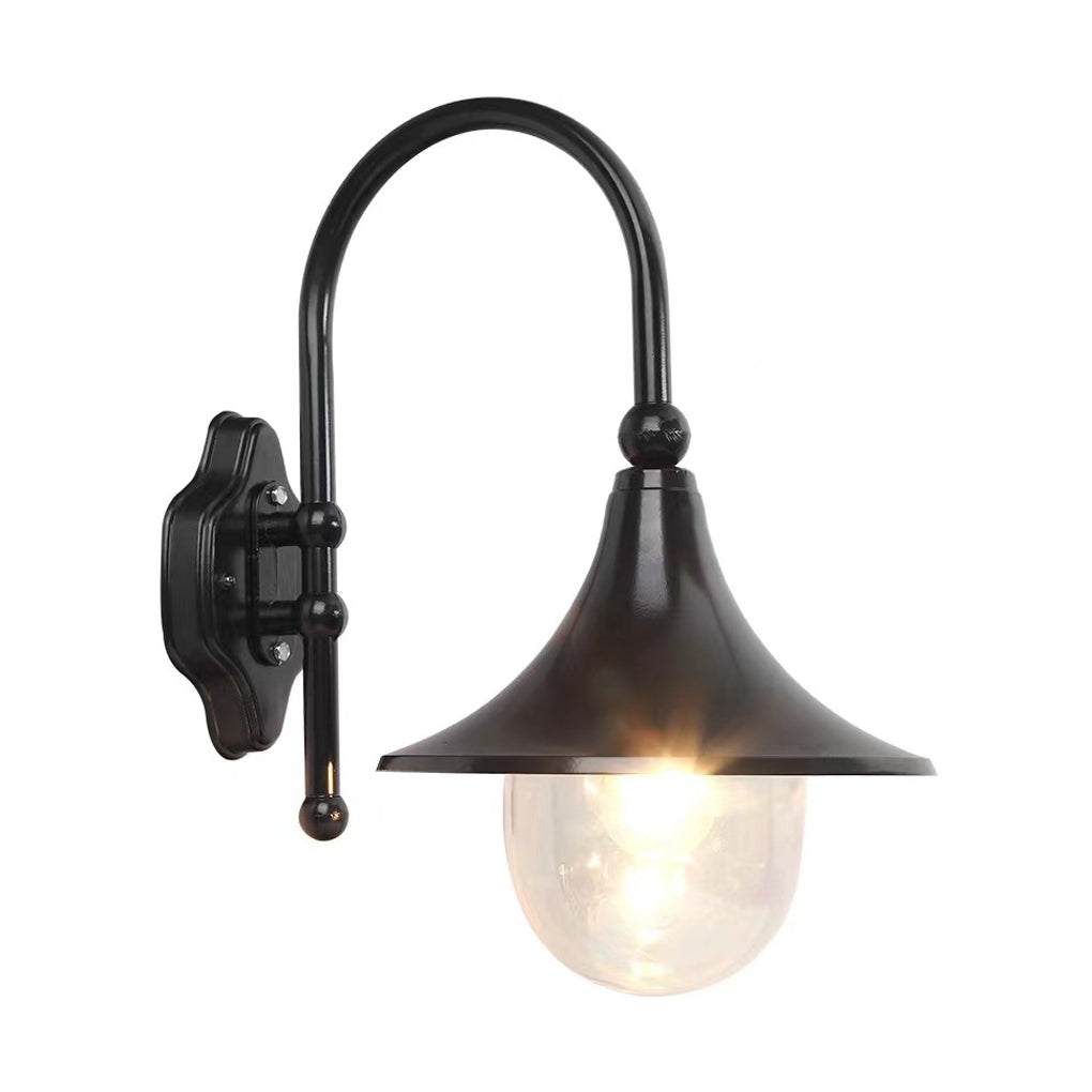 Creative Trumpet Shaped Waterproof LED Black Vintage Outdoor Wall Lamp