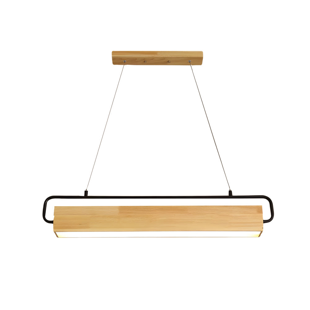 Wooden LED Dining Pendant Light - Rectangle