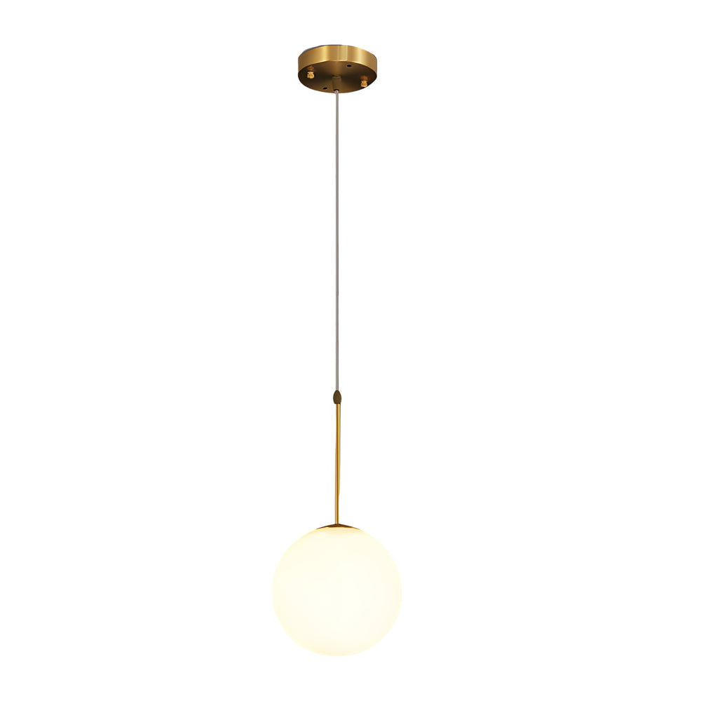 Modern 1/3-Light White Glass Globe Island Pendant Light in Gold Finish