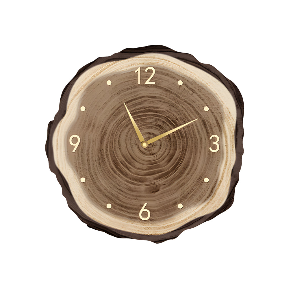 Rustic Round Wood Slice Clock with Remote Control and LED Lights - US Plug