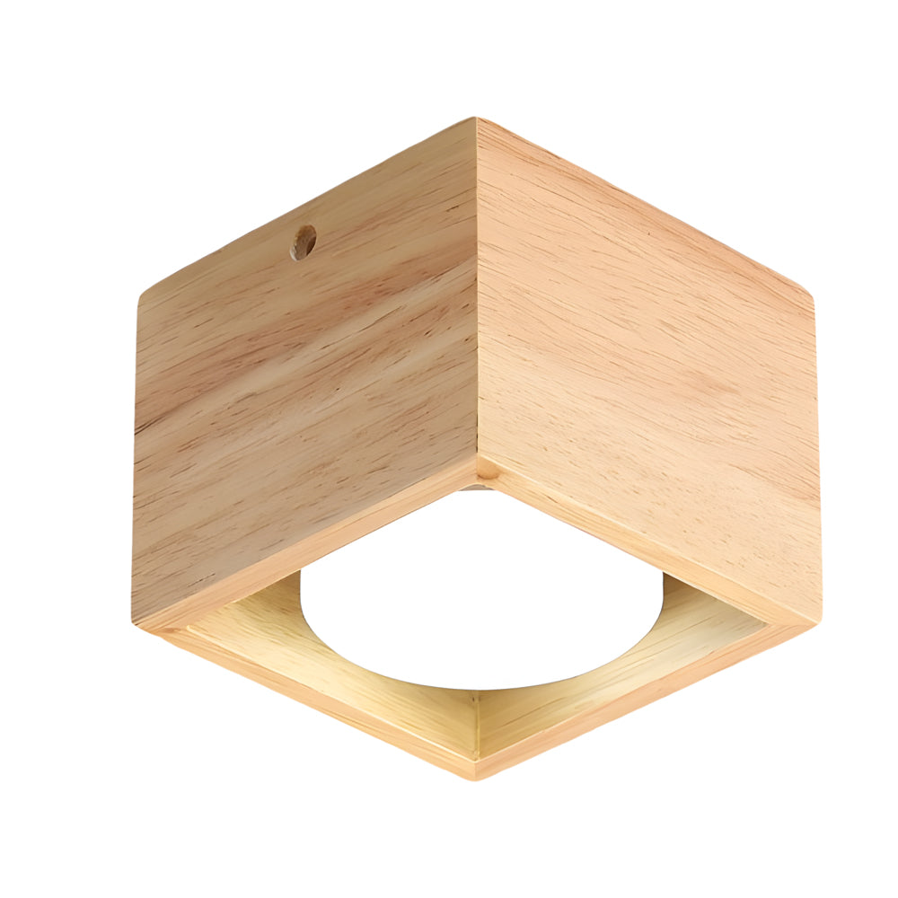 1/2/4-Light Square Wood Cube Spotlight LED Flush Mount Light