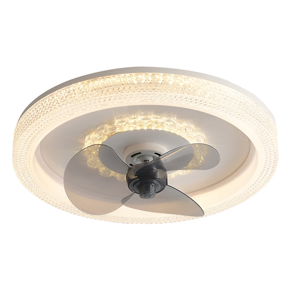 Round Muted 360° Rotatable Stepless Dimming LED Modern Ceiling Fan Light