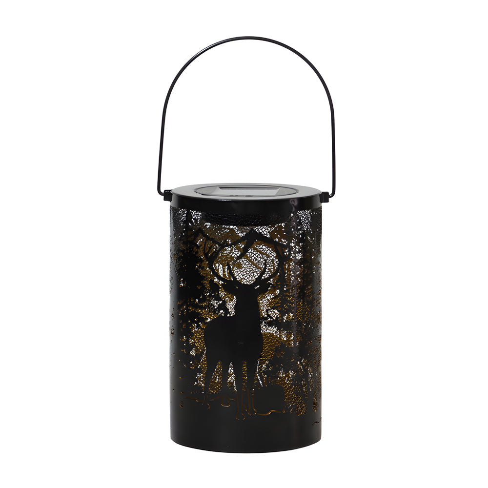 Iron Hollow Deer Silhouette Waterproof LED Modern Hanging Solar Lanterns