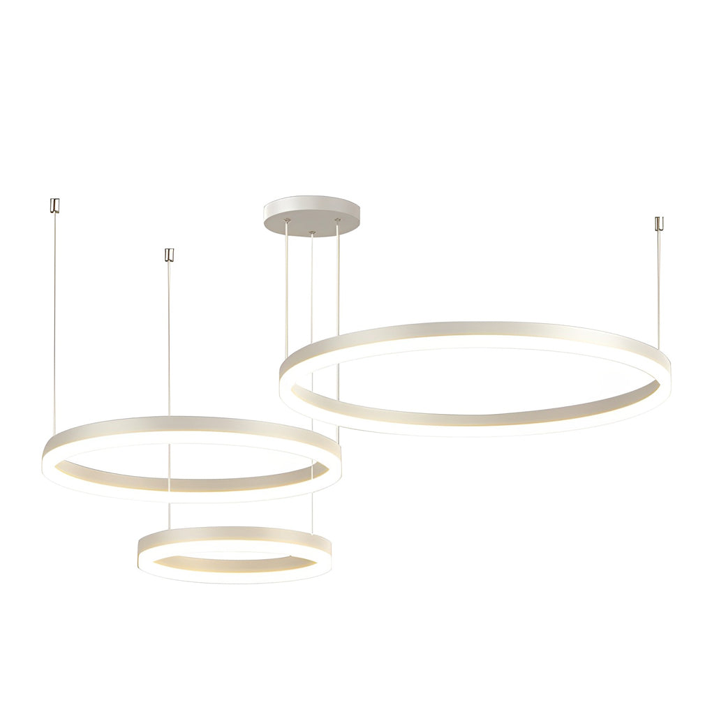 Circular Rings Creative LED 3 Step Dimming White Modern Chandelier Light