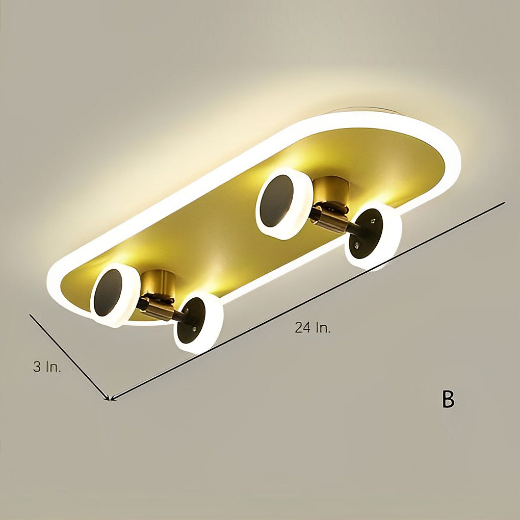 Cartoon Skateboard-shaped Dimmable LED Gold Modern Ceiling Lights