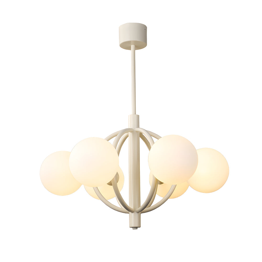 19.68-In. Midcentury 6-Light Beige Glass Sphere Chandelier