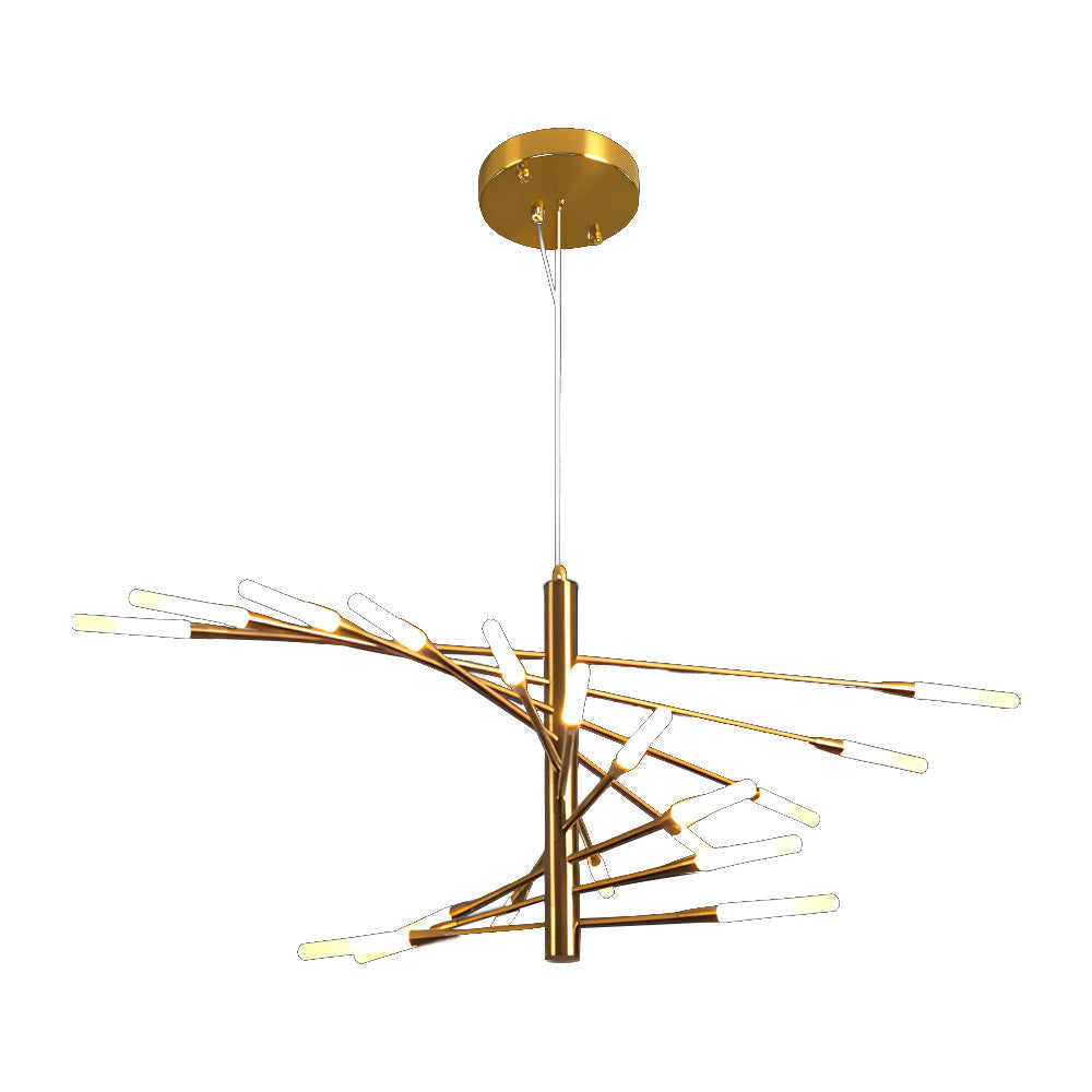 Modern Chandelier Rotating Fireworks, Black/Gold