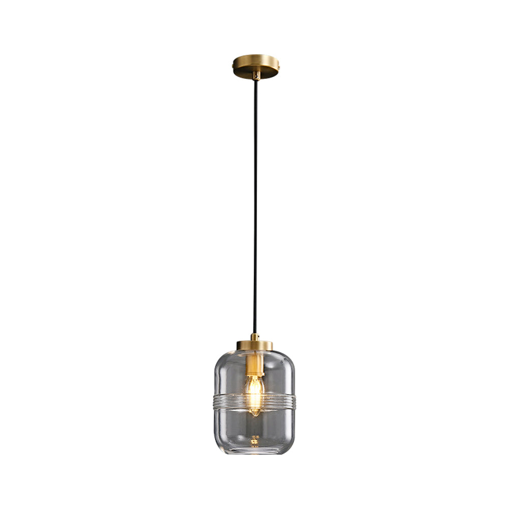 Simple Semi-Threaded Glass Three Step Dimming Copper Modern Pendant Lights