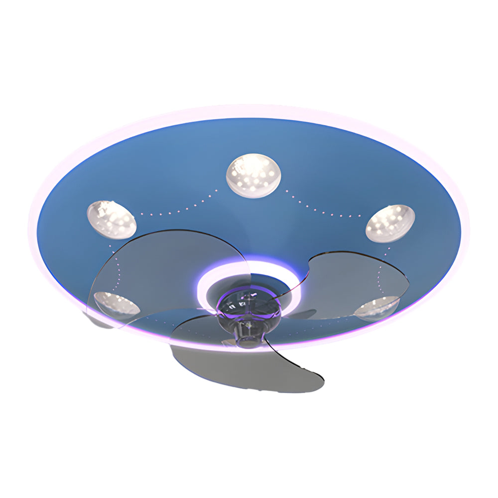 Round Acrylic Creative Three Step Dimming Modern Ceiling Fan and Light