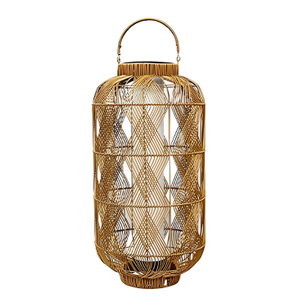 Rattan Waterproof LED Retro European Style Portable Solar Floor Lamp