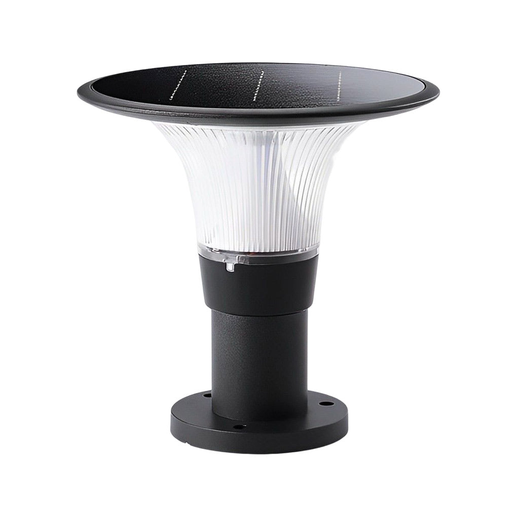 Round Dimmable LED Waterproof Black Modern Solar Fence Post Lights Pillar Lamp