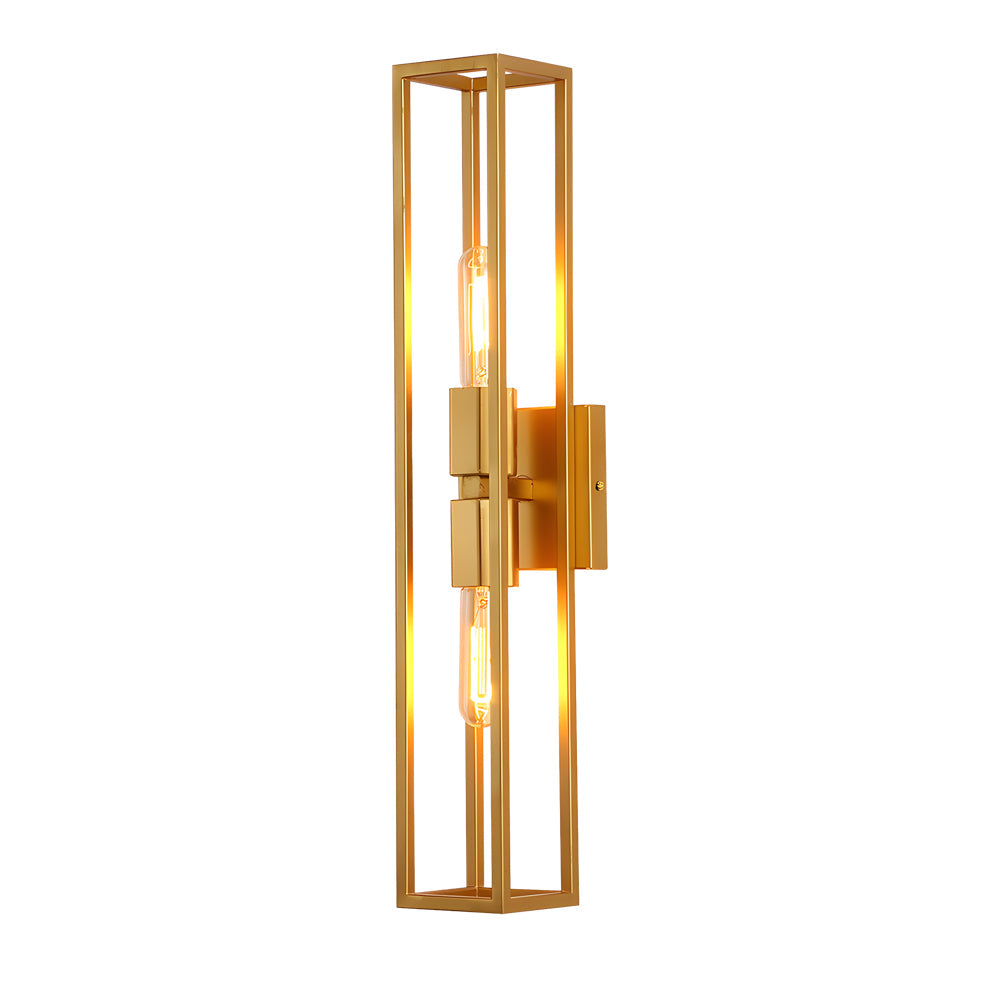 Simple Metal Frame Glass Shade American Style Wall Sconce Lighting