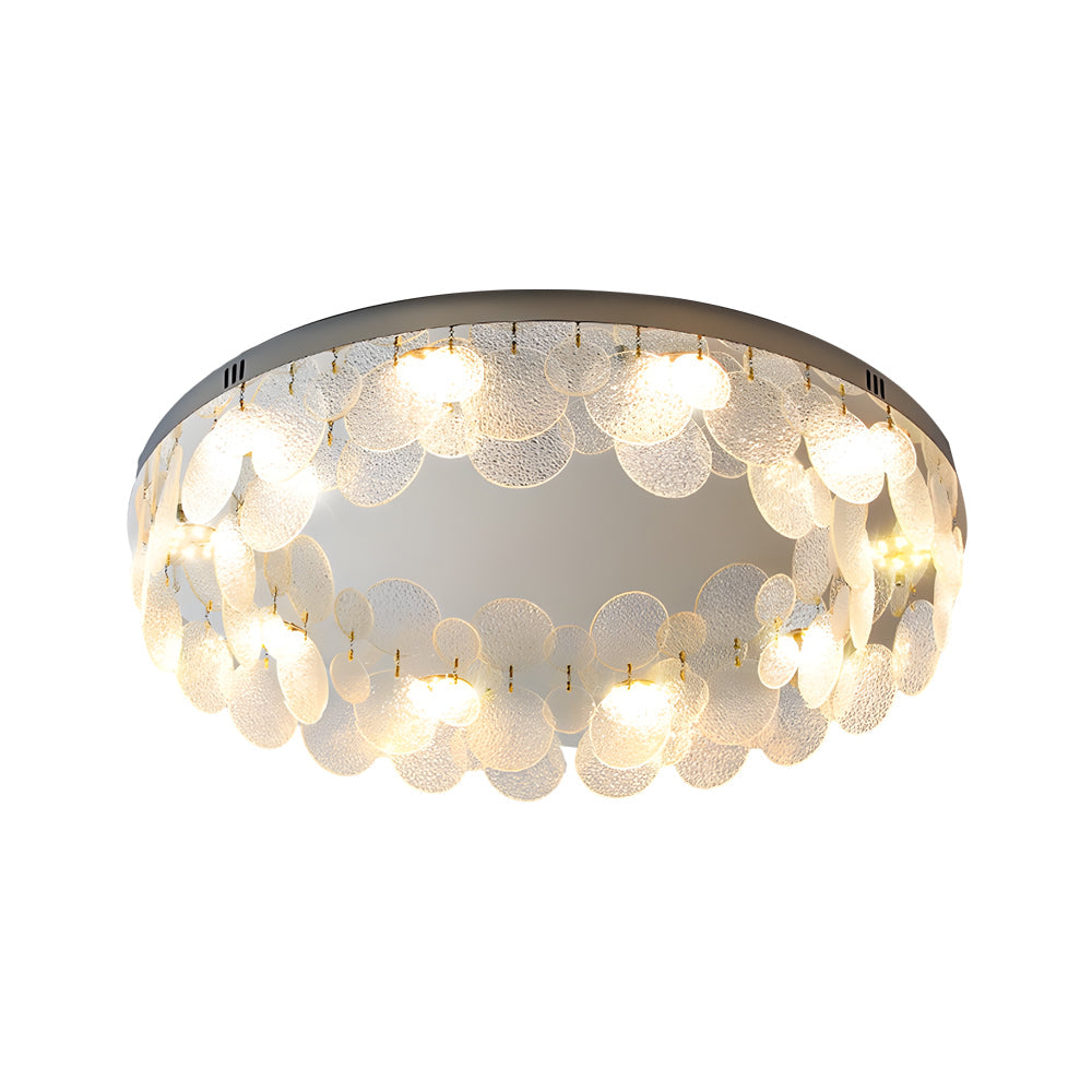 Round Small Glass Seashells 3 Step Dimming Simple Post-Modern Ceiling Lamp