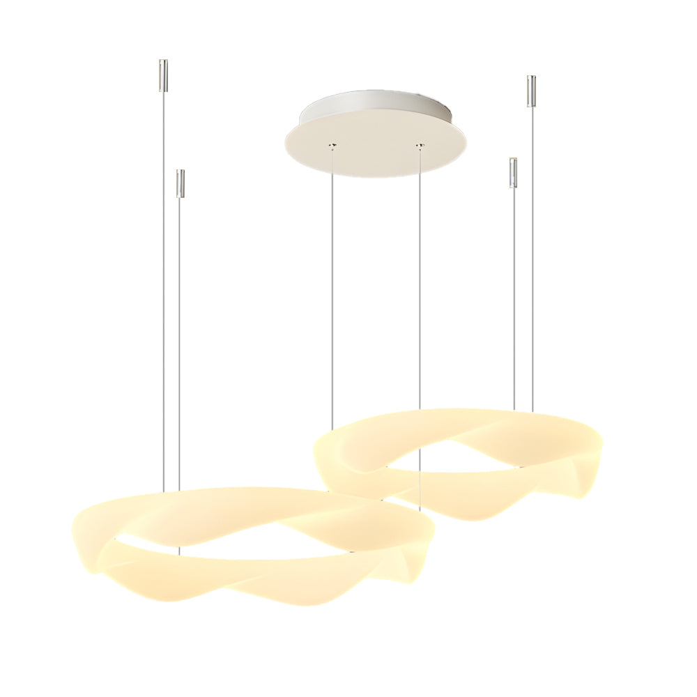 Wavy Circle Rings Three Step Dimming LED White Cream Modern Chandelier