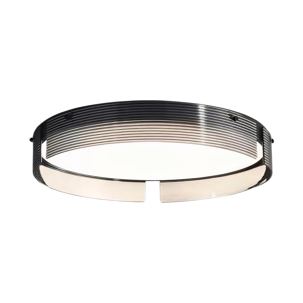 16.5/20.5-in Round Black Stripe Glass LED Flush Mount Light