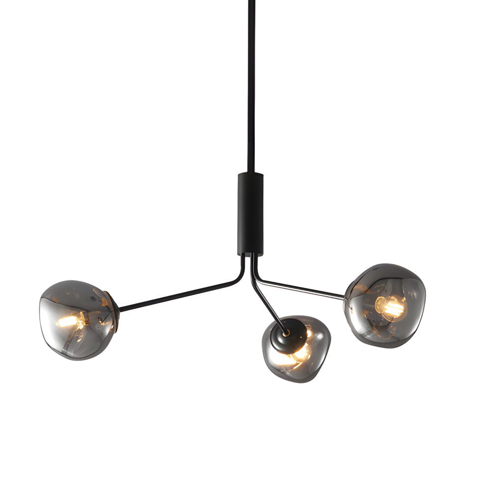 3/5/8-Light Molecule Dimpled Lava Glass Chandelier with Black Metallic Arms