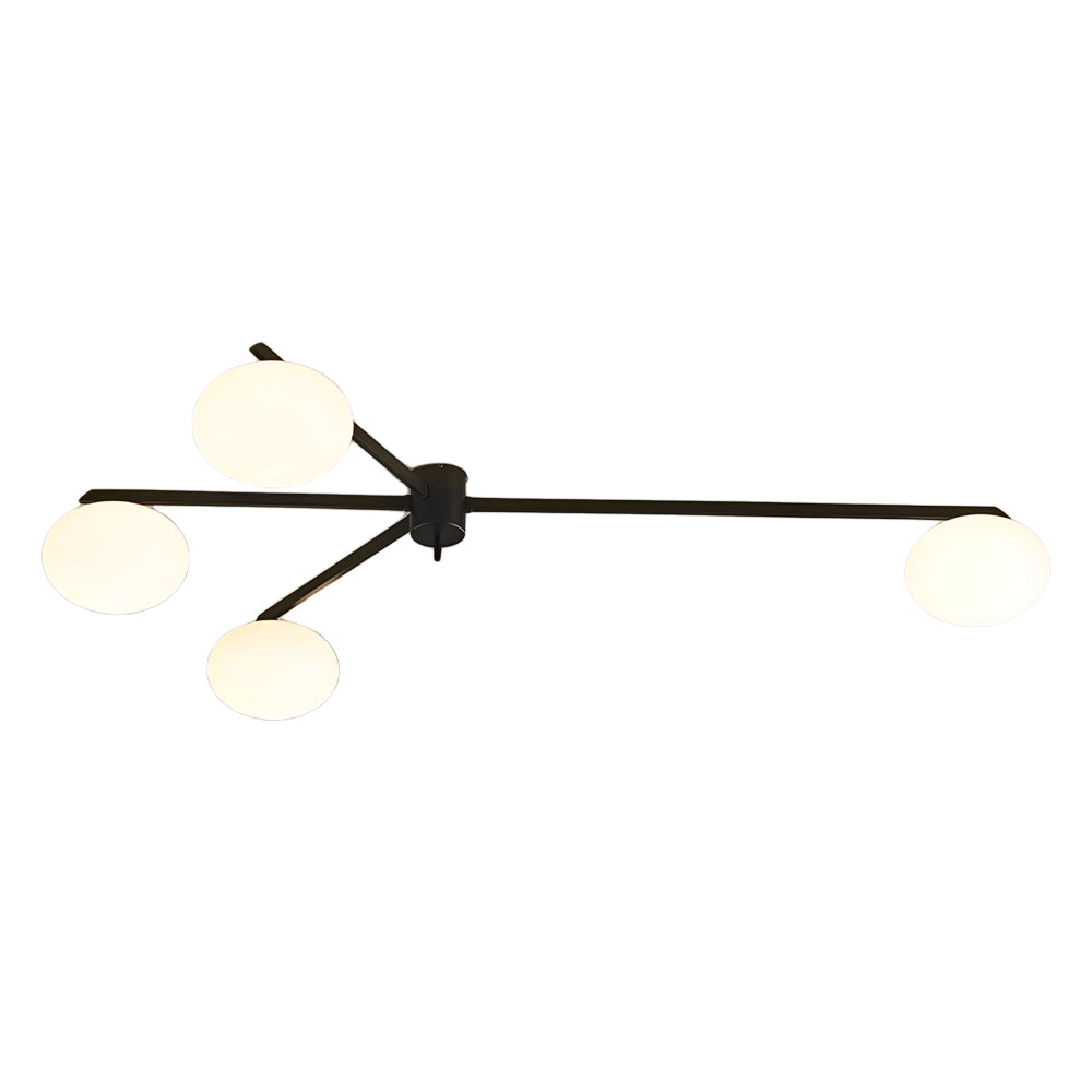 White Glass Bubble Black Semi-Flush Ceiling Light