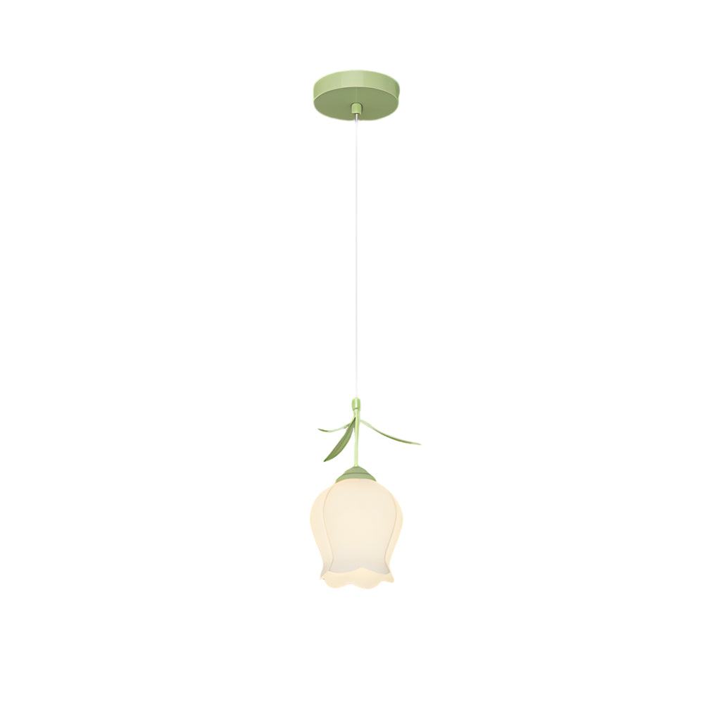 Bell Orchid Flowers Three Step Dimming Green Modern Pendant Lights Fixture