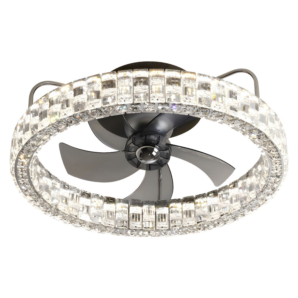 23.6-in Crystal LED Lighting Semi-Enclosed Low Profile Ceiling Fan