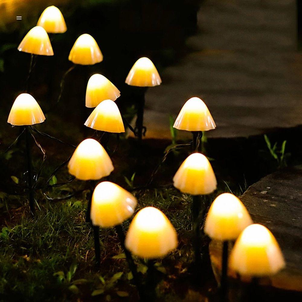 Outdoor Mini Mushroom RGB Solar 16.40 ft String Lights