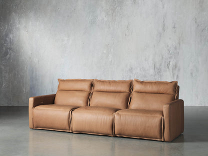 Rowland Leather Three-Piece Motion Modular Sofa
