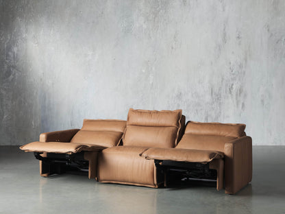 Rowland Leather Three-Piece Motion Modular Sofa