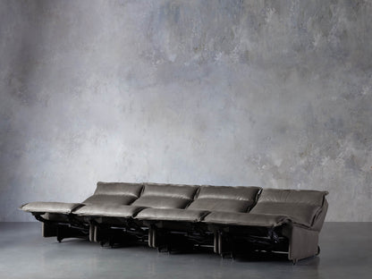 Rowland Leather Four-Piece Armless Motion Modular Sofa