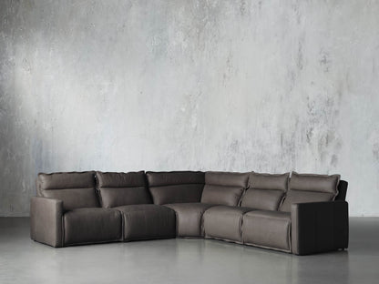 Rowland Leather Five-Piece Motion Corner Sectional