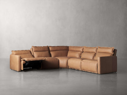 Rowland Leather Five-Piece Motion Corner Sectional