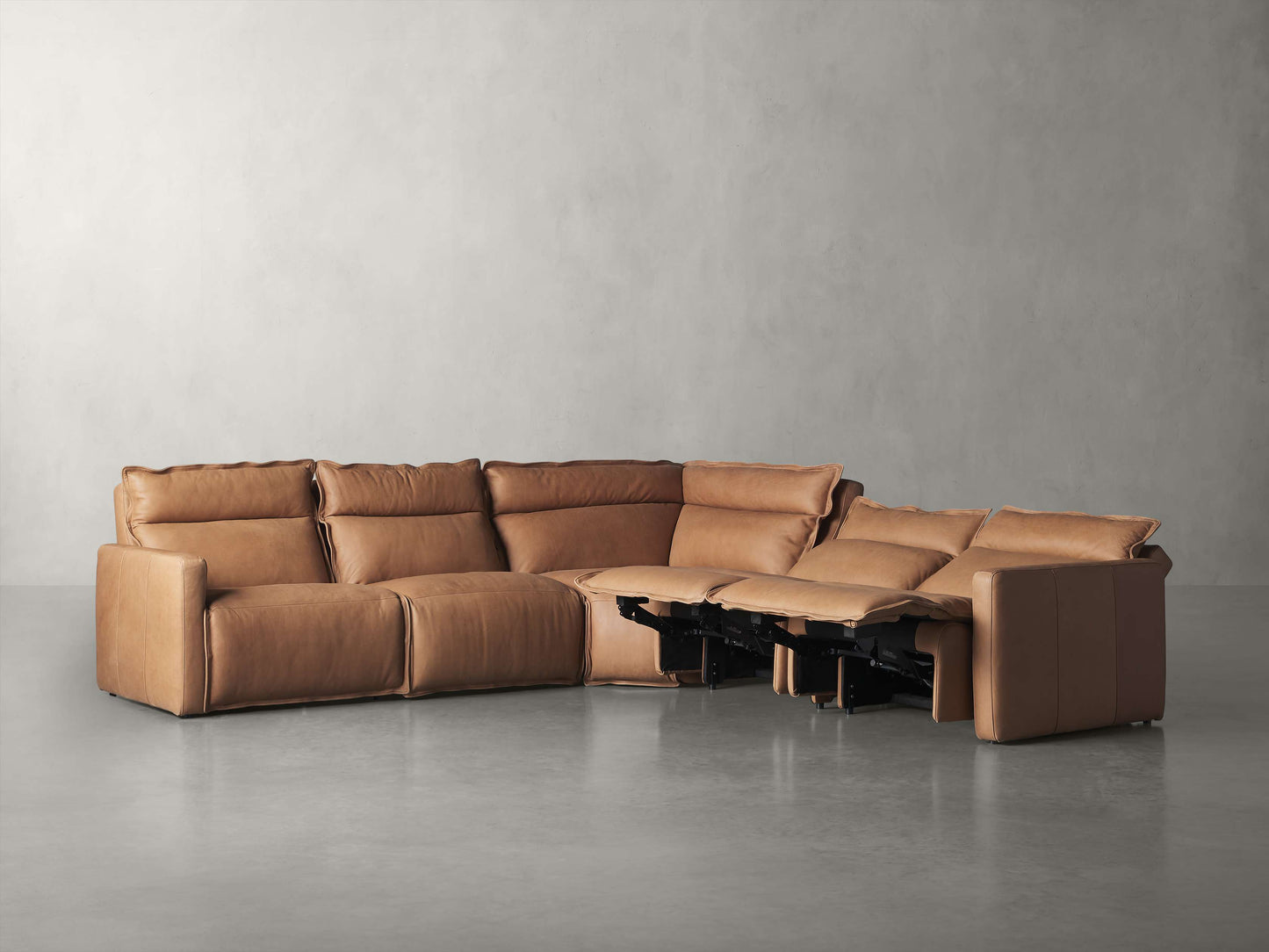 Rowland Leather Five-Piece Motion Corner Sectional