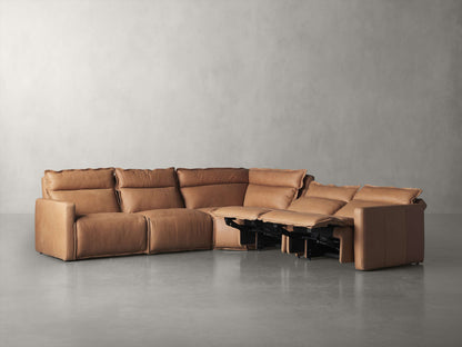 Rowland Leather Five-Piece Motion Corner Sectional