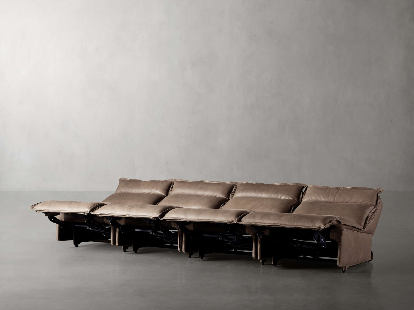 Rowland Leather Four-Piece Armless Motion Modular Sofa