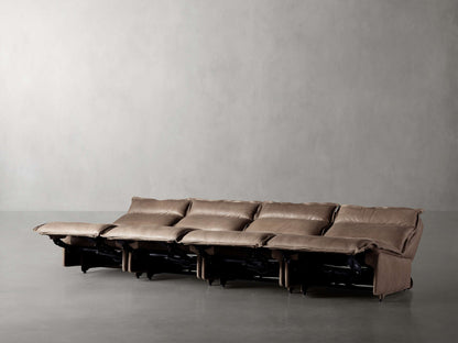 Rowland Leather Four-Piece Armless Motion Modular Sofa