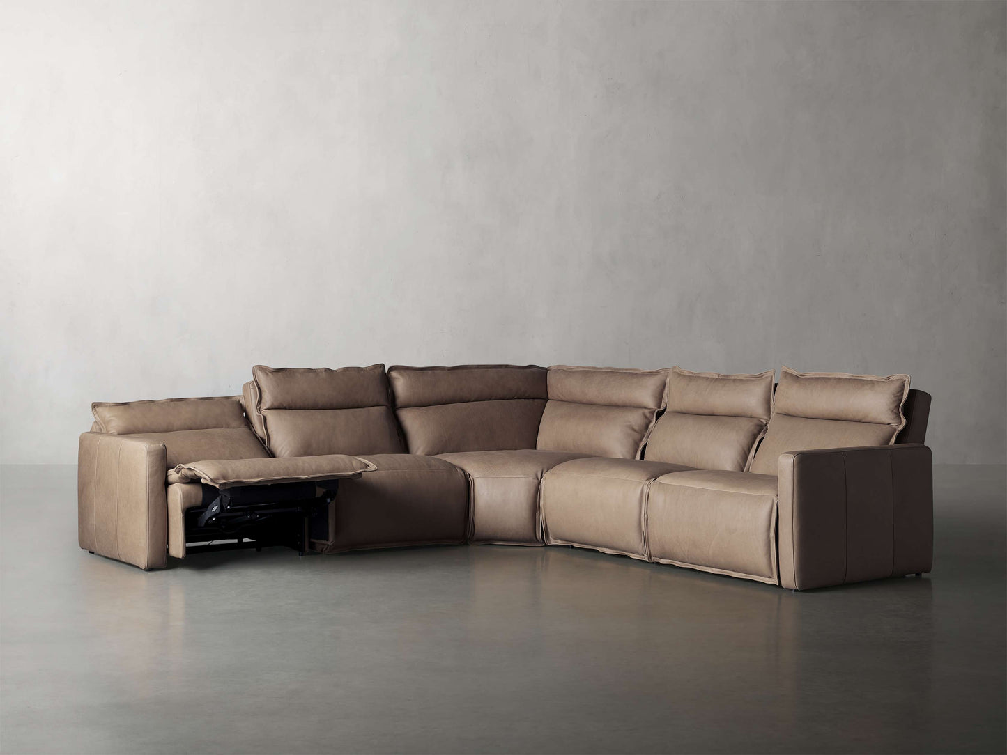 Rowland Leather Five-Piece Motion Corner Sectional