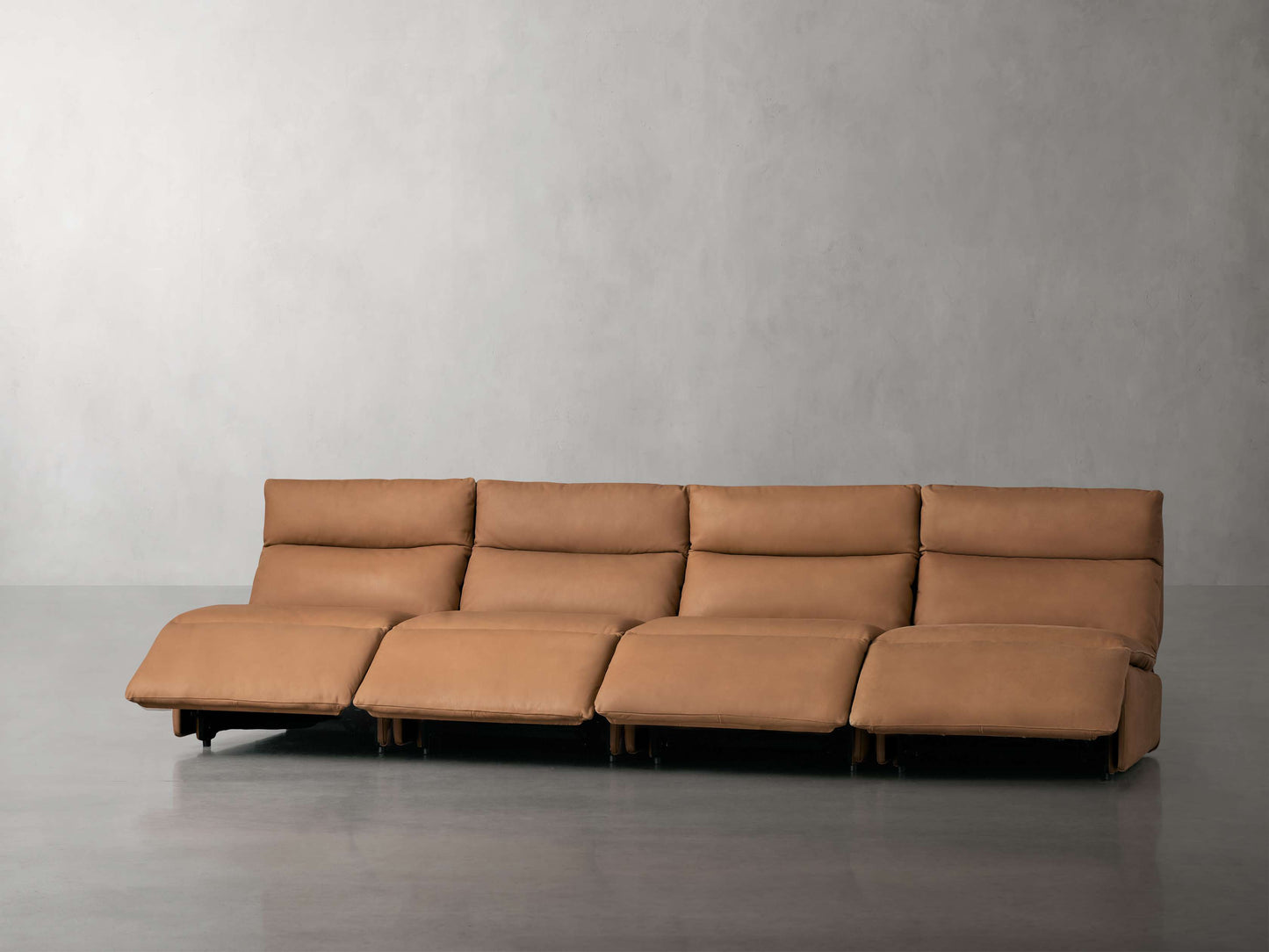 Rowland Tailored Leather Four-Piece Armless Motion Modular Sofa
