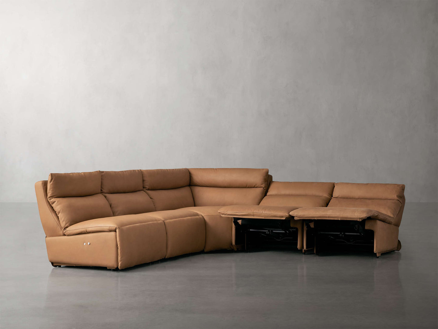 Rowland Tailored Leather Five-Piece Armless Motion Corner Sectional