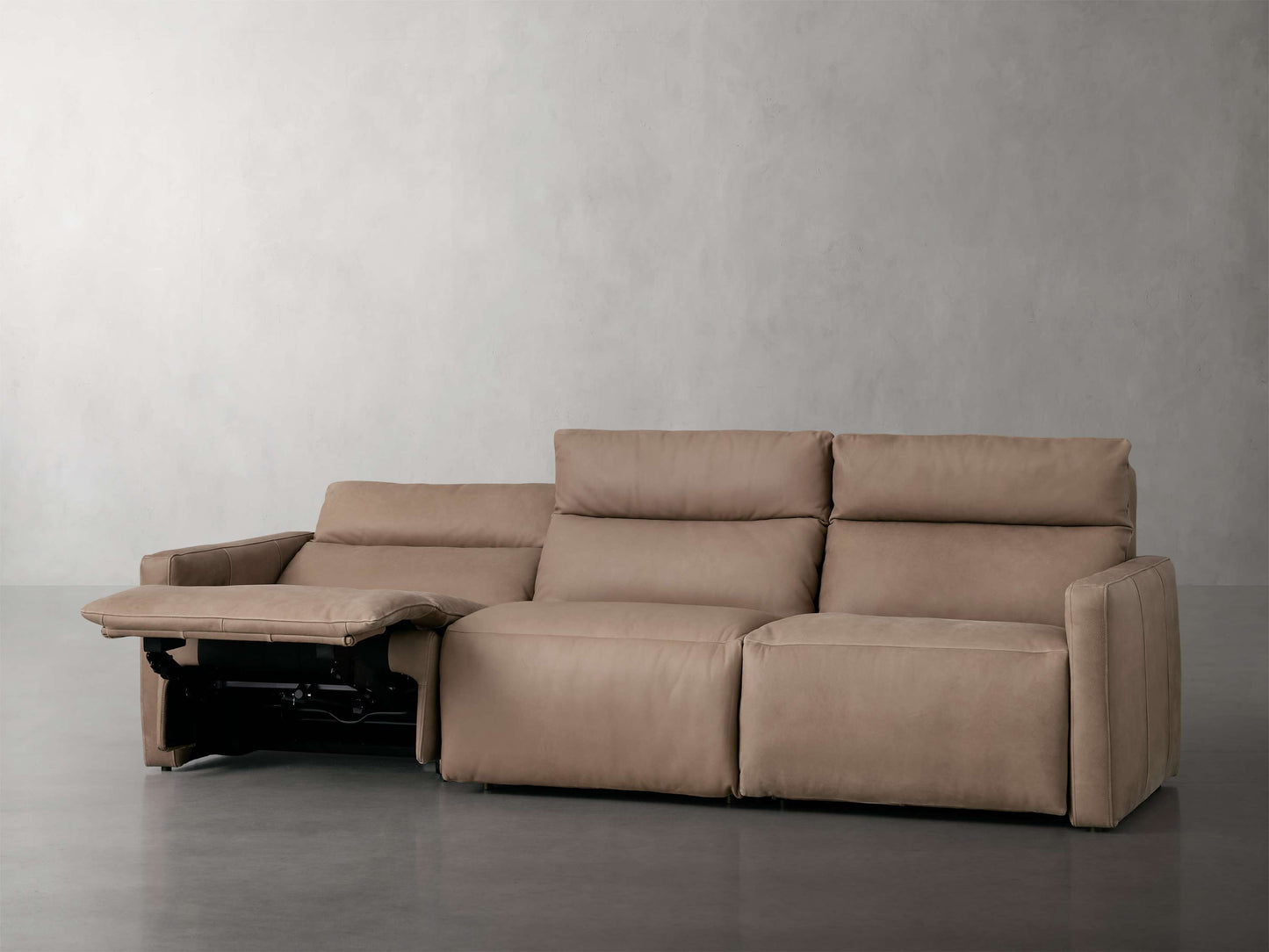 Rowland Tailored Leather Three-Piece Motion Modular Sofa